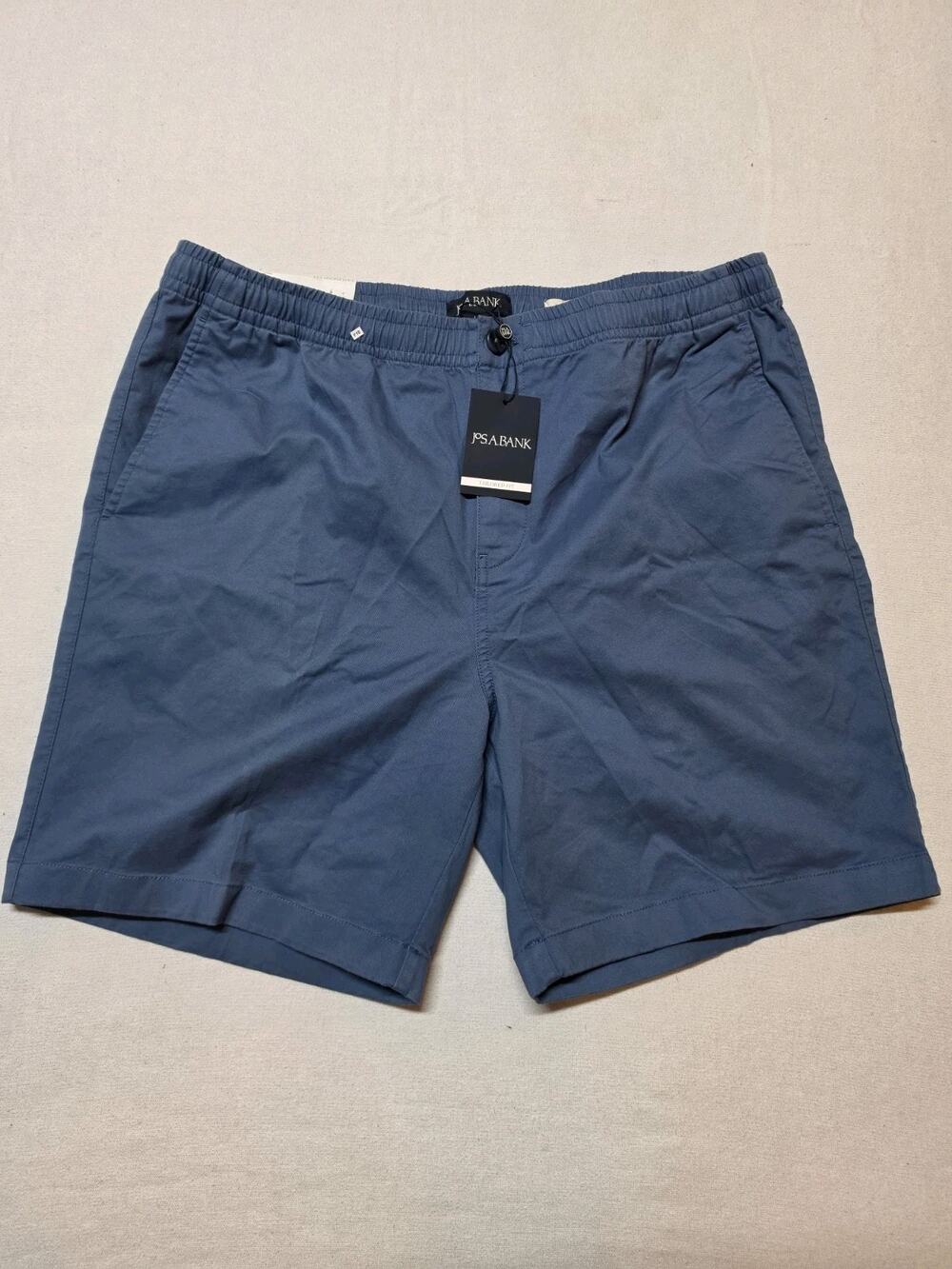 JoS A Bank 1905 Mens L Blue Cotton Blend Stretch Tailored Fit Chino Shorts NWT